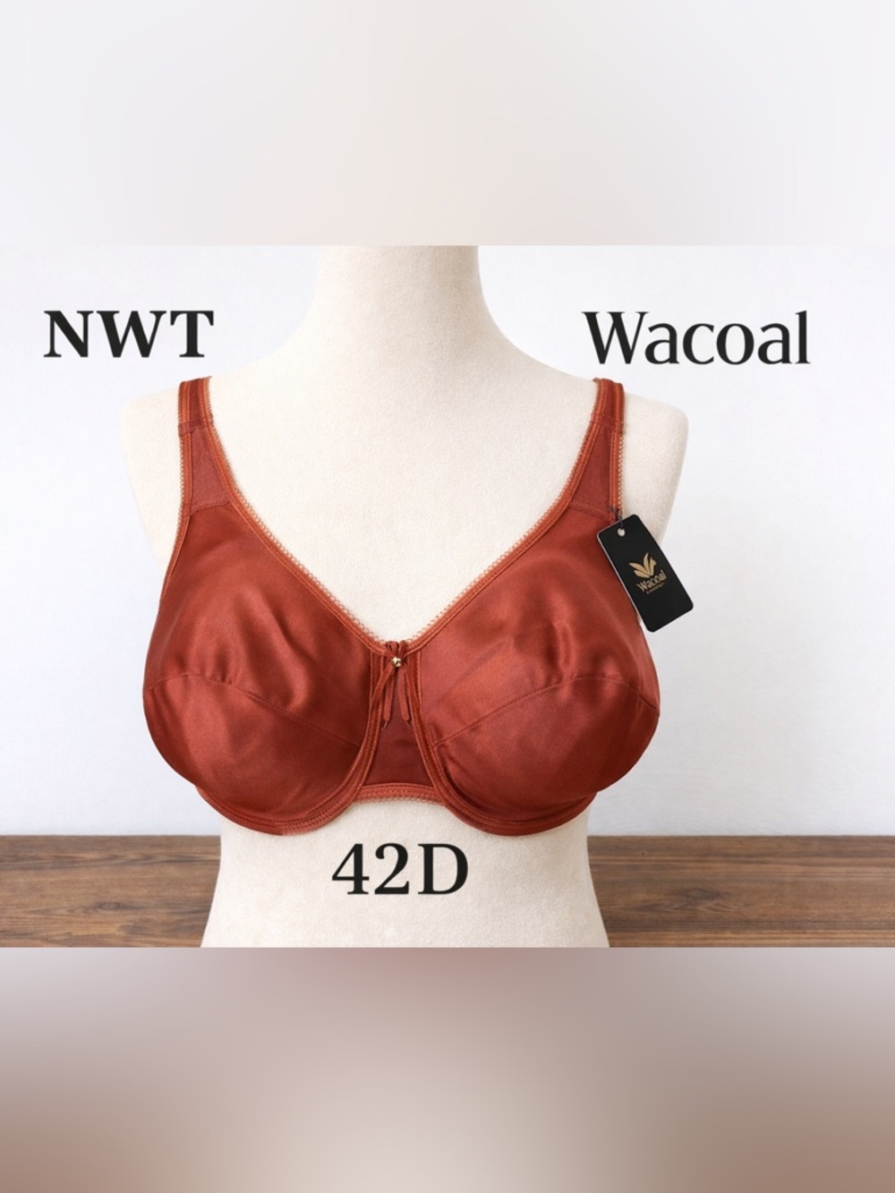 Wacoal 42D Terracotta Satin Full Coverage Underwire Bra NWT